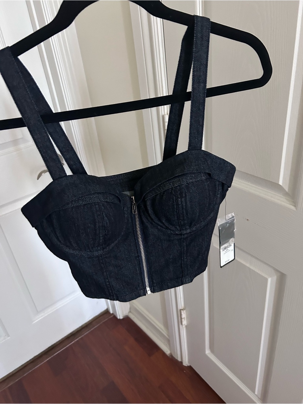 NWT Guess Los Angeles Corset Denim Cropped Top XS